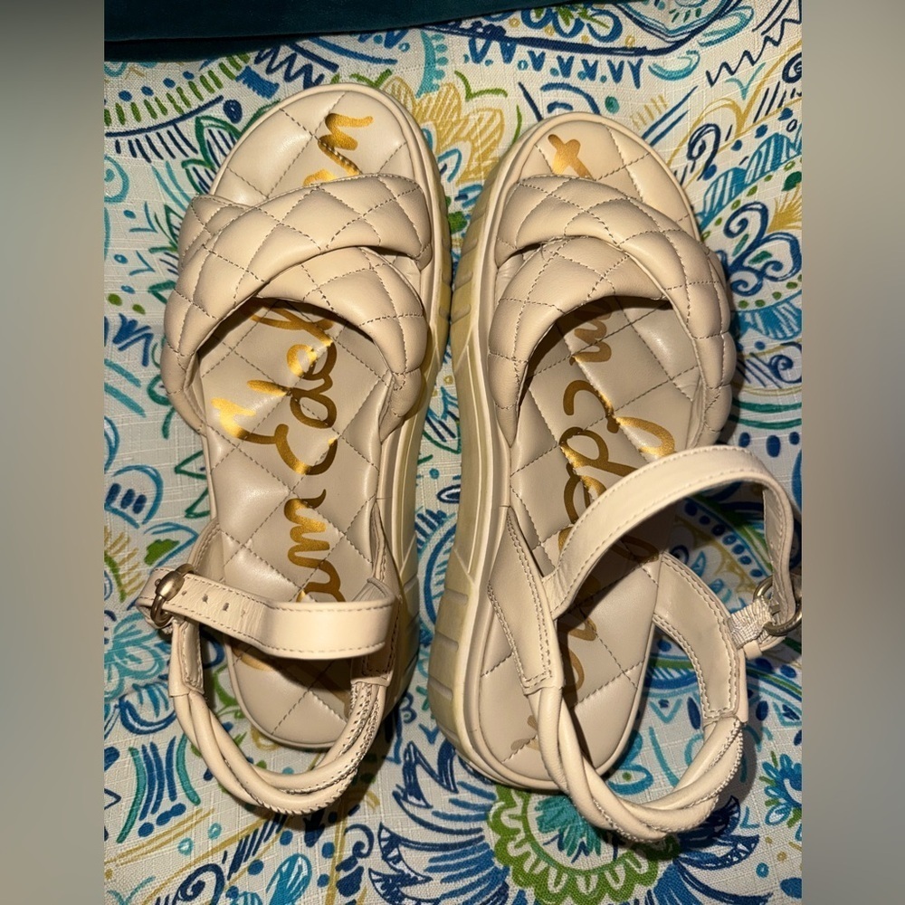 Sam Edelman Cream Quilted Sandals
